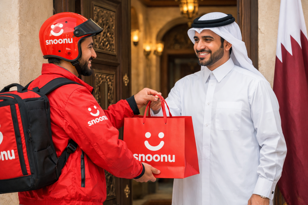 Snoonu delivery rider providing local delivery service in Qatar