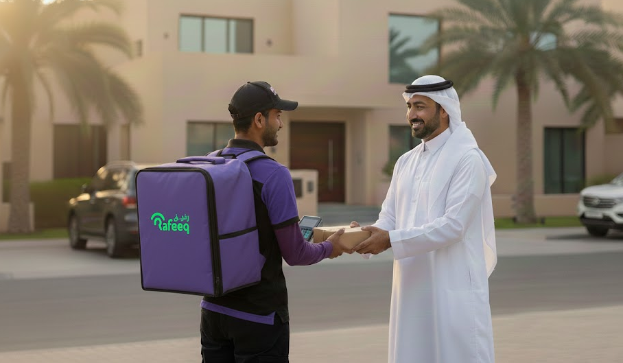 Rafeeq delivery rider operating delivery service in Doha Qatar